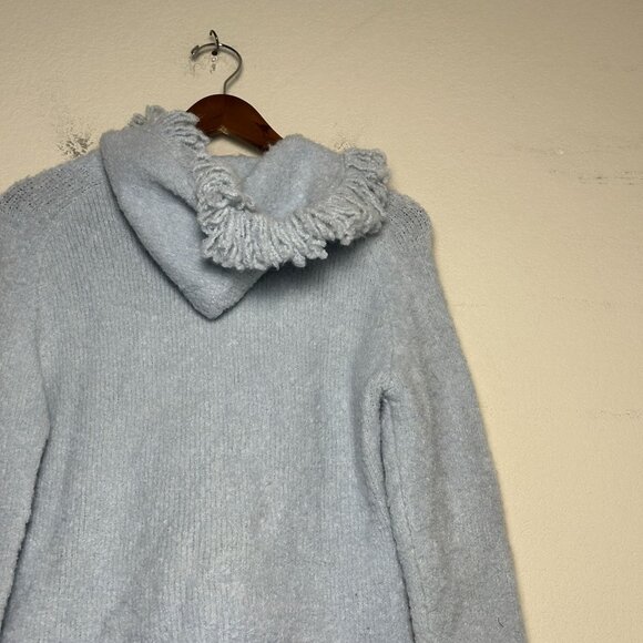 VTG Bebe Hoodie Women L USA Made Light Blue Tweed Fall Winter Cute 90s Fall Cozy - Picture 8 of 11